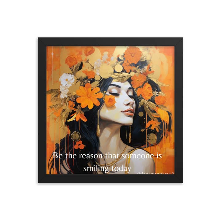 Orange Flowerwoman Kunst med ramme for engroshandel hos Feel.positive18