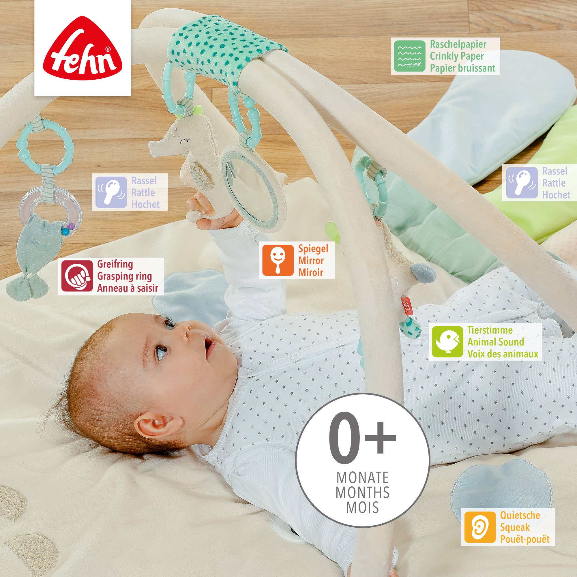 Fehn - Wholesale Play Mat - Kids & Baby - 3D activity blanket octopus - toy bow with toys2