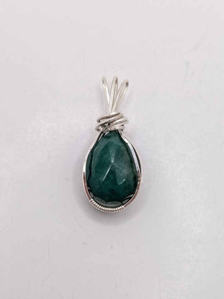 Emerald Sterling Silver Wrapped Pendant for wholesale by Moonbeam Healing