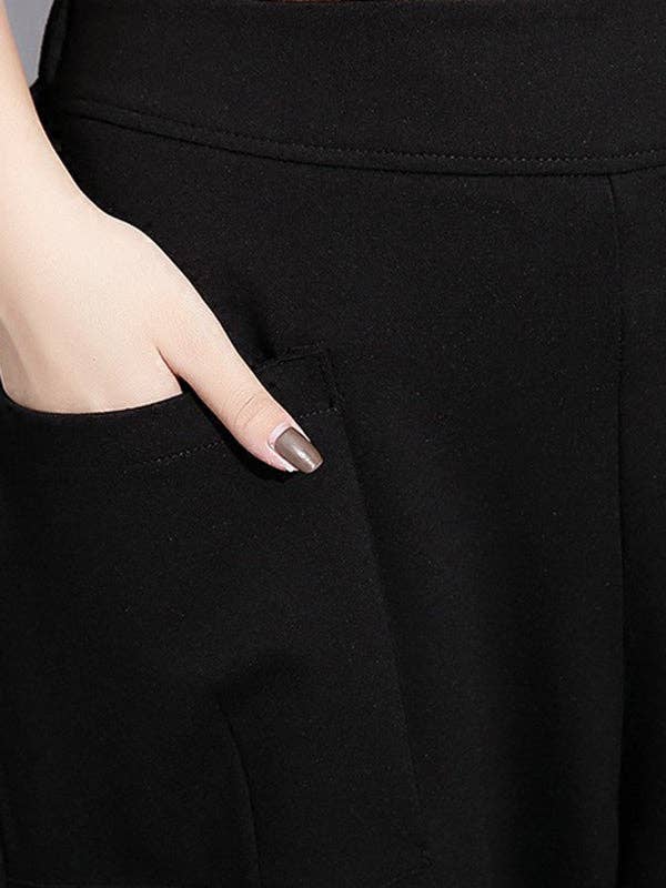 NERO Pantaloni Harem neri casual a vita alta e gamba larga in vendita all'ingrosso su Faire