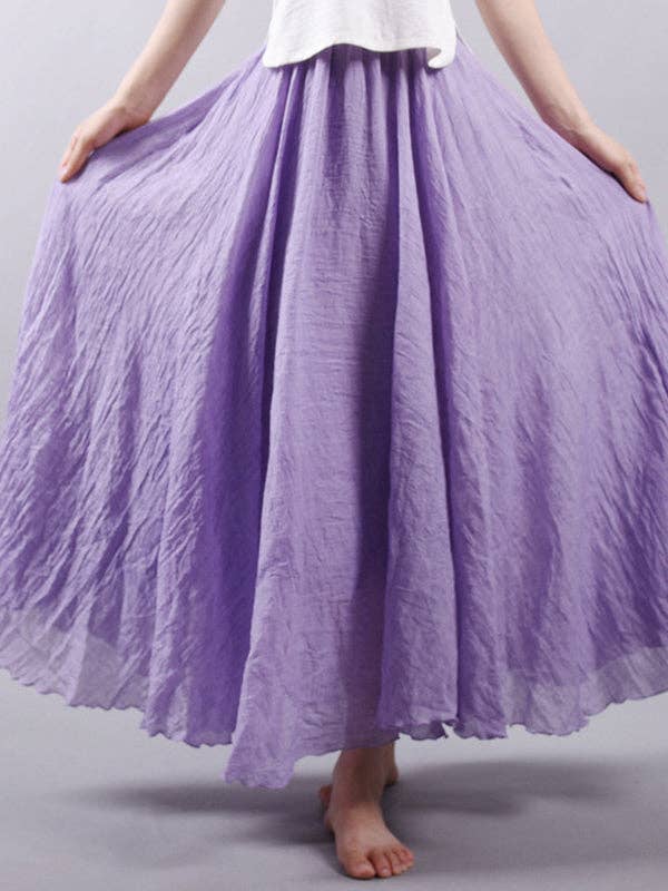 StyleGalX - Vente Jupe – femme - Jupes décontractées trapèze de couleur unie à taille élastique3