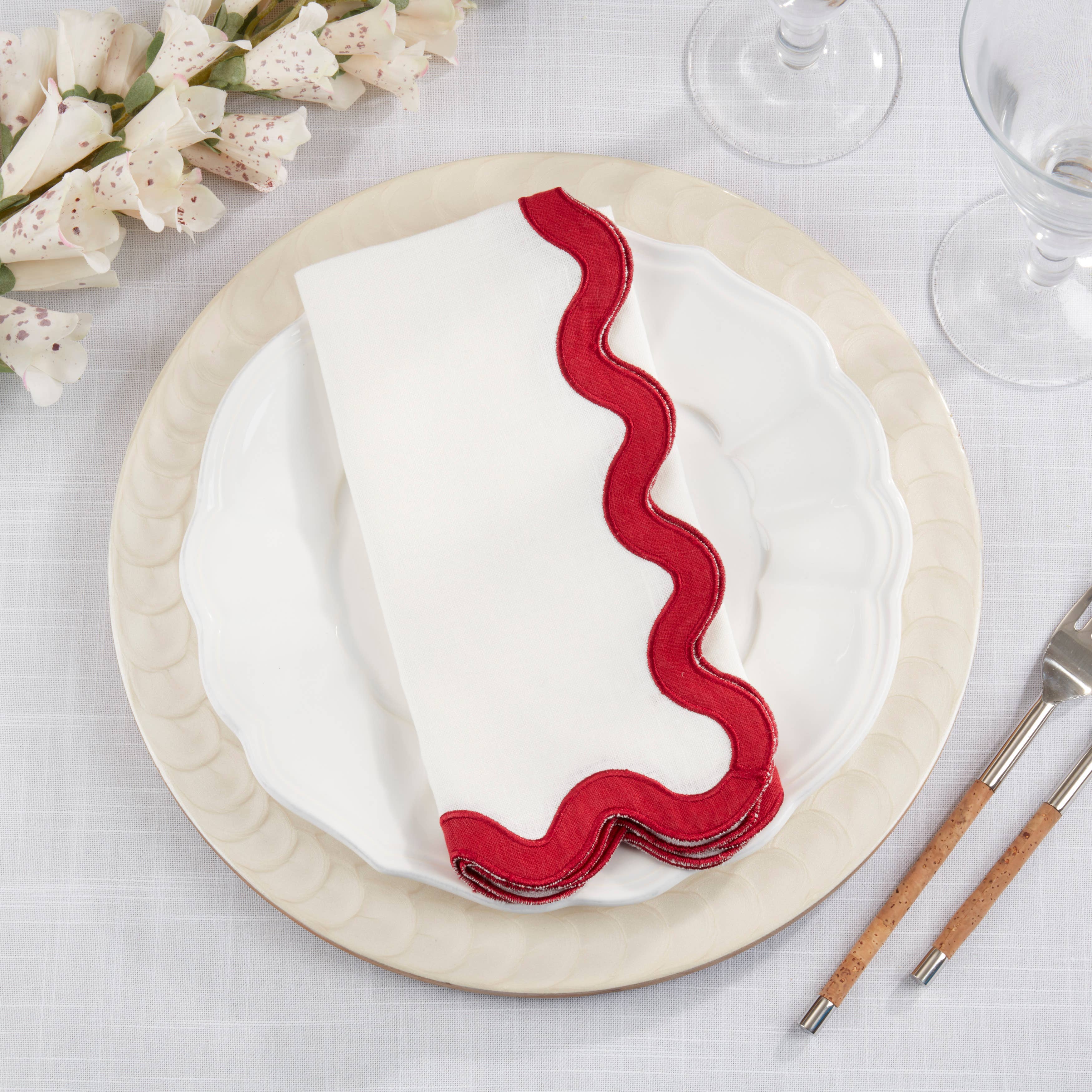 Saro Lifestyle – wholesale Dinner & cloth napkin – Linen Ric-Rac Border Dinner Napkin12