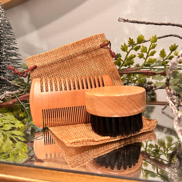 Bare Natural Soap Co - Wholesale Beard Brush/Comb - Sandalwood Comb & Beard Brush Set