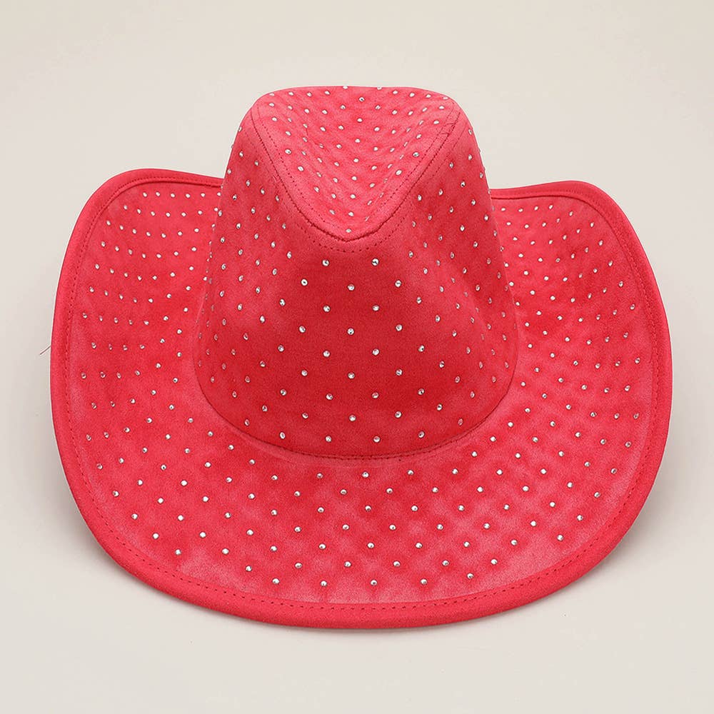 Sensibling Corp. - Wholesale Cowboy Hat - Women's - Rhinestone Embellished Faux Suede Western Cowboy Fedora Hat13