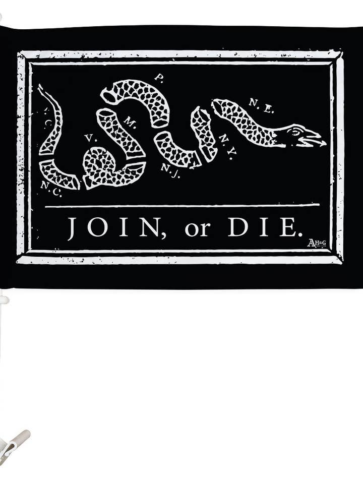 Drapeau de voiture noir Join Or Die Us Historic Usa Confederate pour la vente par Two Group Flag Co