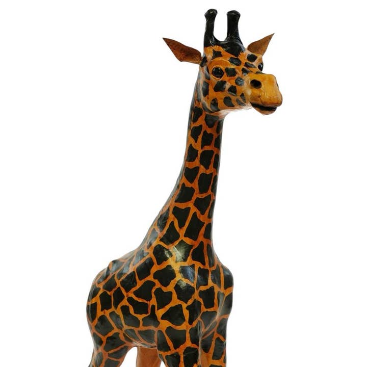 Handmade Leather Giraffe Statue Eco-Friendly Wildlife Decor for wholesale by Something wild