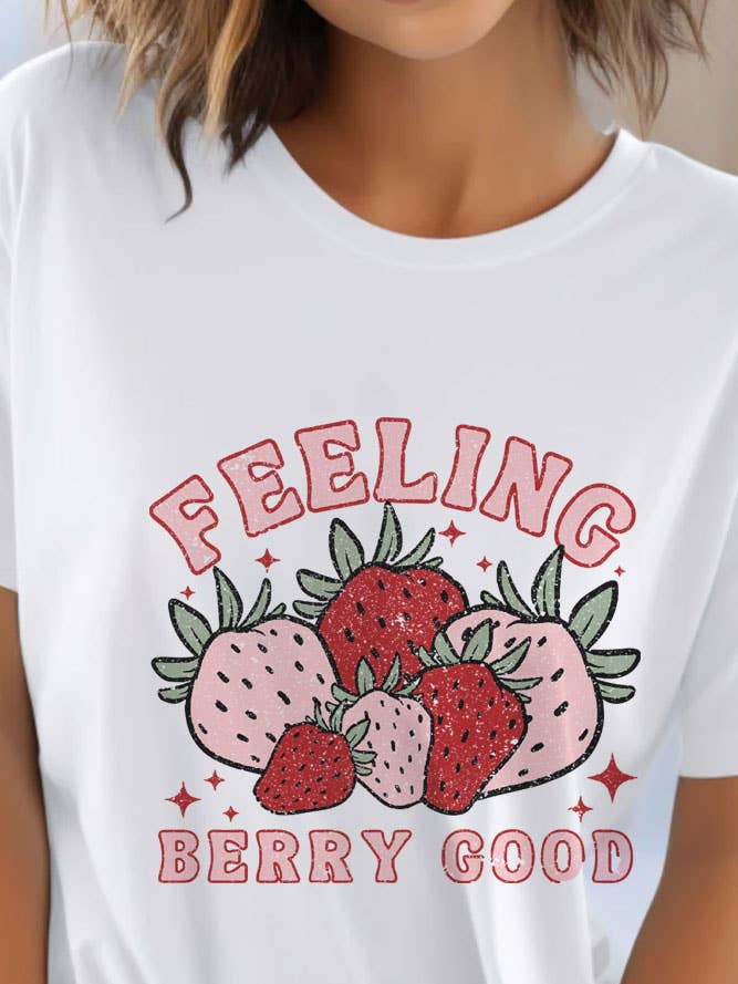 Feeling Berry Good Strawberries, t-shirt unisexe à col rond pour la vente par Top Avenue
