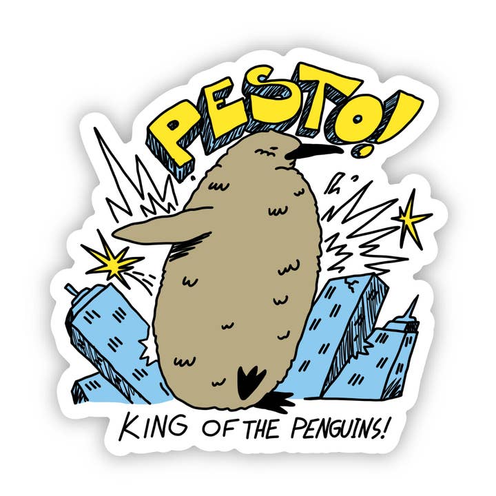 Pesto King of the Penguins Sticker for wholesale by Big Moods