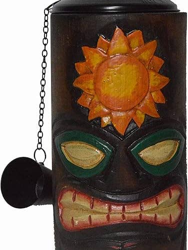 TORCHE TIKI, DESSUS DE TABLE, MASQUE TOTEM FAIT MAIN, LUMIÈRE DU SOLEIL TROPICALE pour la vente par White Elephant
