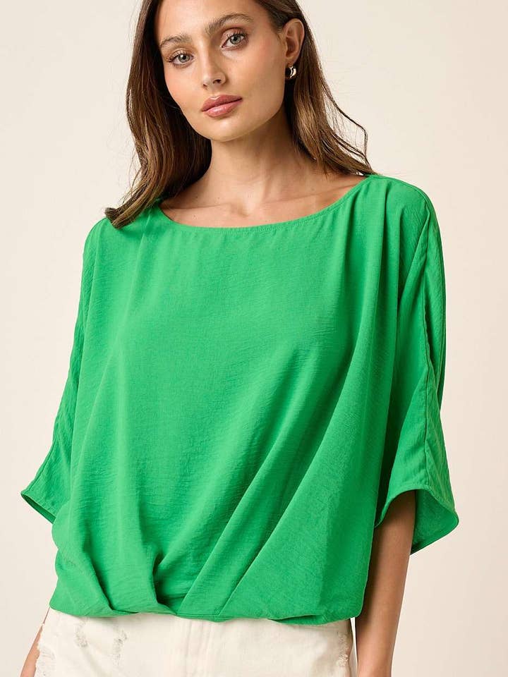AIRFLOW BOAT NECK PLEAT DETAIL BLOUSE for wholesale by mittoshop