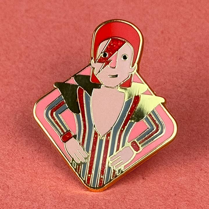 David Bowie Enamel Pin - London Music Icon Gift for wholesale by Collectable Cities