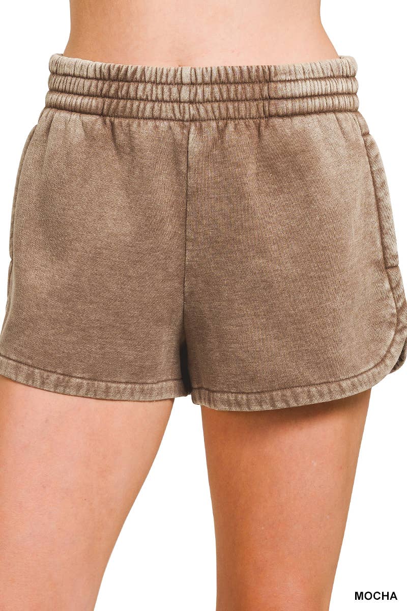 Vanilla Monkey - Wholesale Lounge Shorts - Women's - Acid Washed Elastic Waistband Dolphin Shorts11