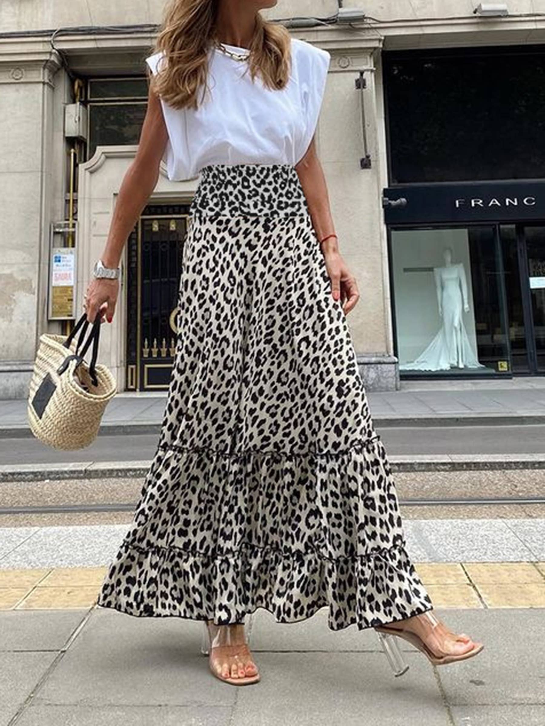 mid length leopard skirts bulk