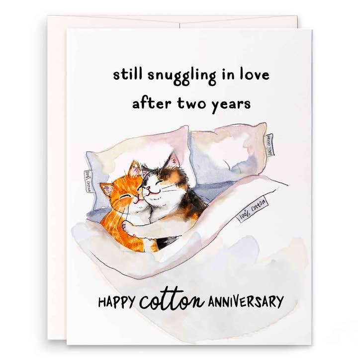 Cotton Sheet 2nd Year - Funny Anniversary Card for wholesale by Liyana Studio