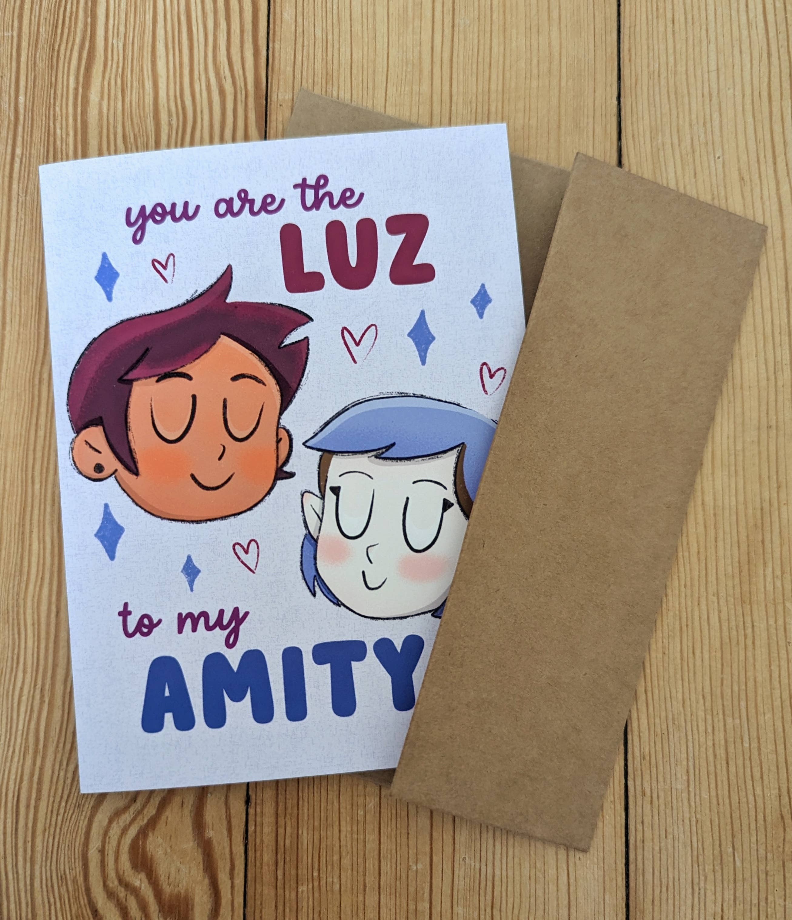 Sadsquatch – wholesale Kärlekskort – Luz till min Amity - Owl House söta romantiska gratulationskort0