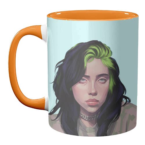 ART WOW – Caneca por atacado – Canecas 'Retrato de Billie Eilish'8