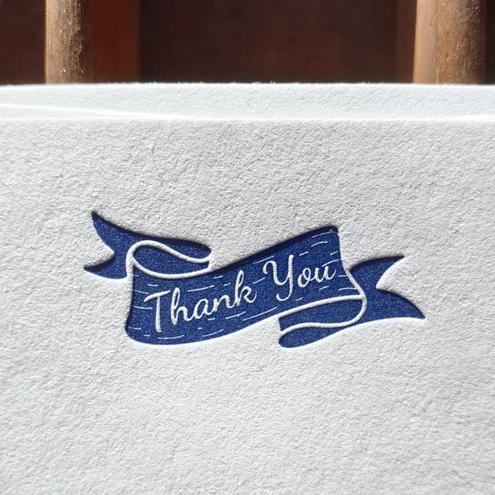 Thank You Banner Letterpress Printed Notecard for wholesale by THE 961 COLLECTIVE