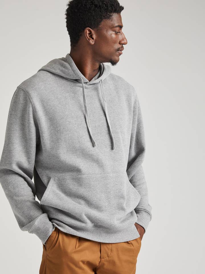 Mens Recycled Fleece Hoodie - Recycled Fleece - Heather Grey for wholesale by Andie Swim