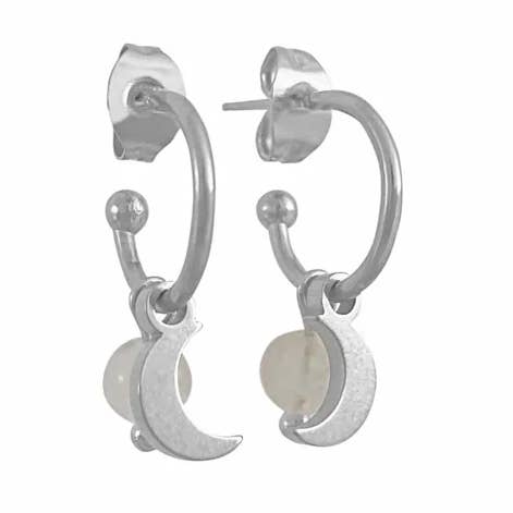 Moon & Moonstone Earrings - Silver for wholesale by Saint Clairmont