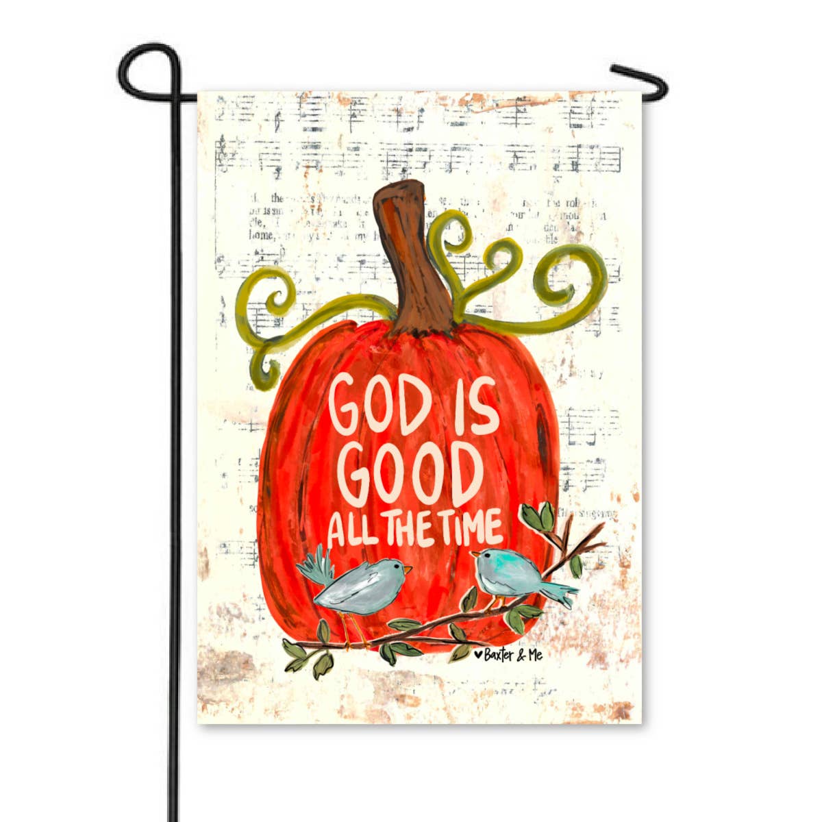 Baxter & Me - Wholesale Flag - God is Good All the Time Pumpkin Garden Flag1