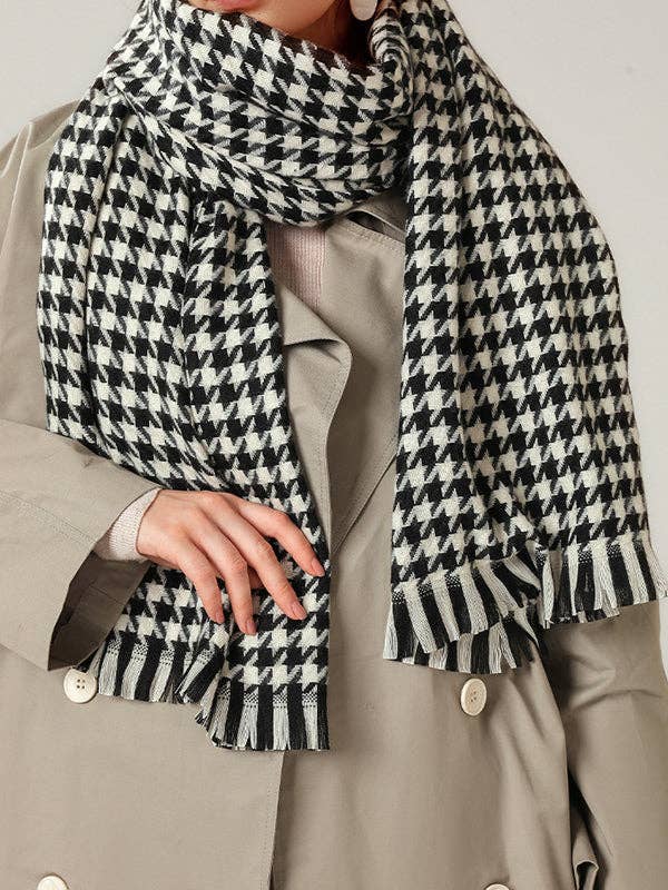 VividLux - Wholesale Scarf - Women's - Fringed Houndstooth Keep Warm Shawl&Scarf5