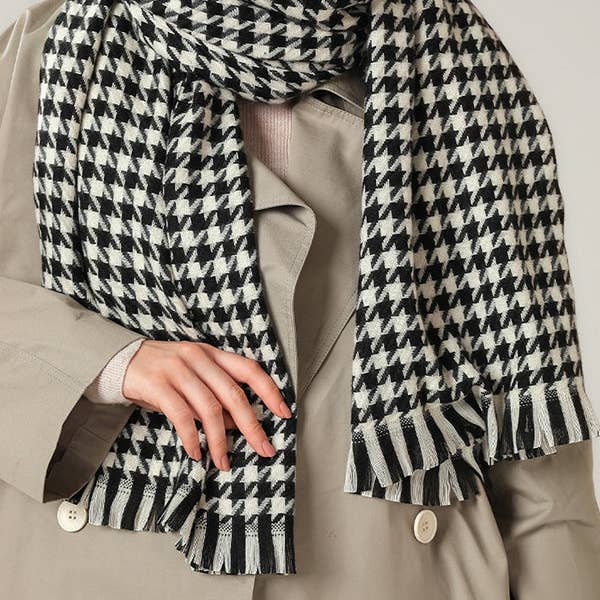 VividLux - Wholesale Scarf - Women's - Fringed Houndstooth Keep Warm Shawl&Scarf5