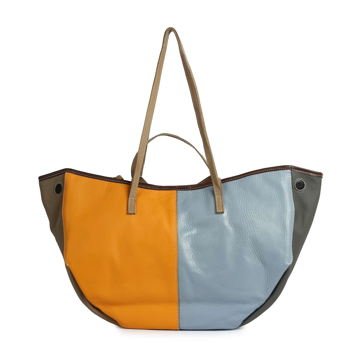 MultI Genuine Leather Color Block  Large Shoulder Bag for wholesale on Faire2