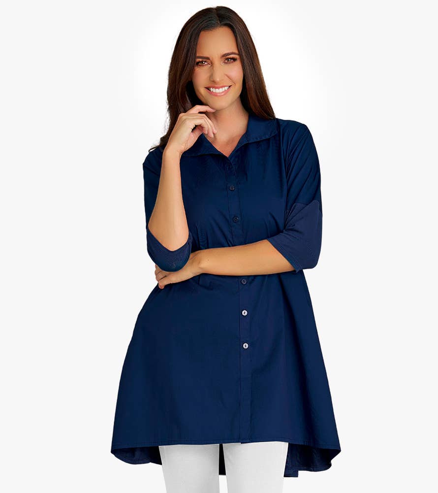 Stella Carakasi - Wholesale Tunic - Women's - Women's 3/4 Sleeve A-Line Cotton Poplin Tiburon Tunic Icon26