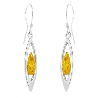 Lemon Amber Ark Earrings and Presentation Box for wholesale by Nova Silver