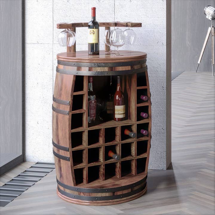 OBUZI - Wholesale Wine Rack - Wine Rack, Rosey-X Bar Barrel