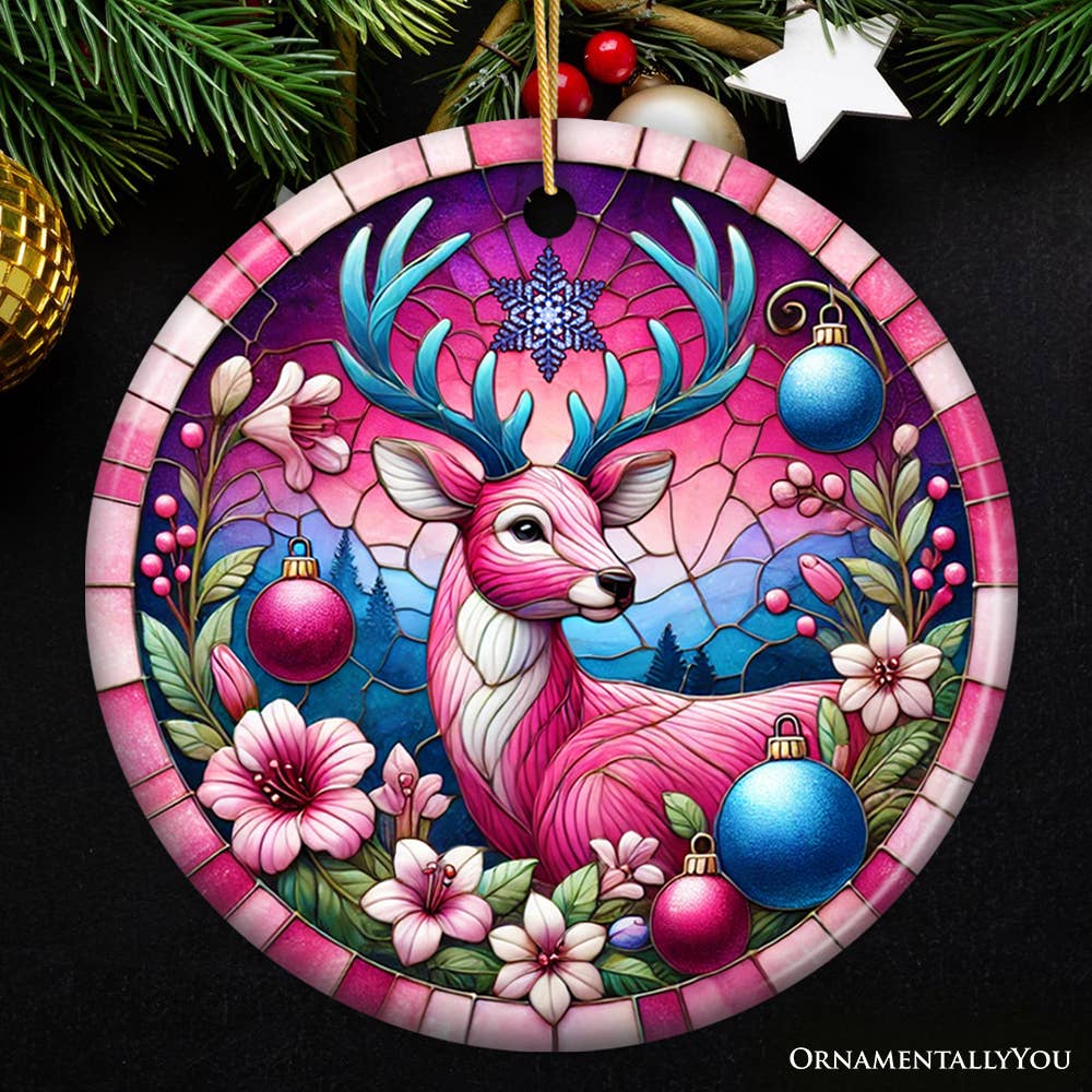OrnamentallyYou - Wholesale Ornament - Mystical Yuletide Deer Pink Themed, Christmas Tree Decor3
