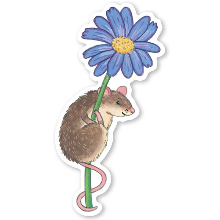 Adesivo con topo su fiore per la vendita all'ingrosso da parte di Party Mouse Studio