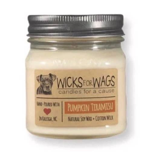 Græskar Tiramisu | Efterår + Vinter | 8 oz Mason Jar Soyavokslys for engroshandel hos Wicks for Wags