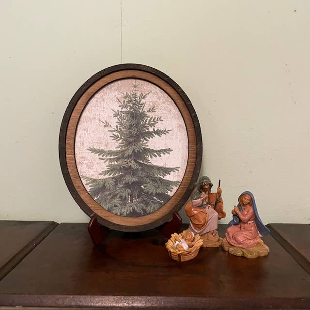 LAND OF COTTON - Wholesale Christmas Wall Art - Douglas Fir Print Framed in Oval Frame 0