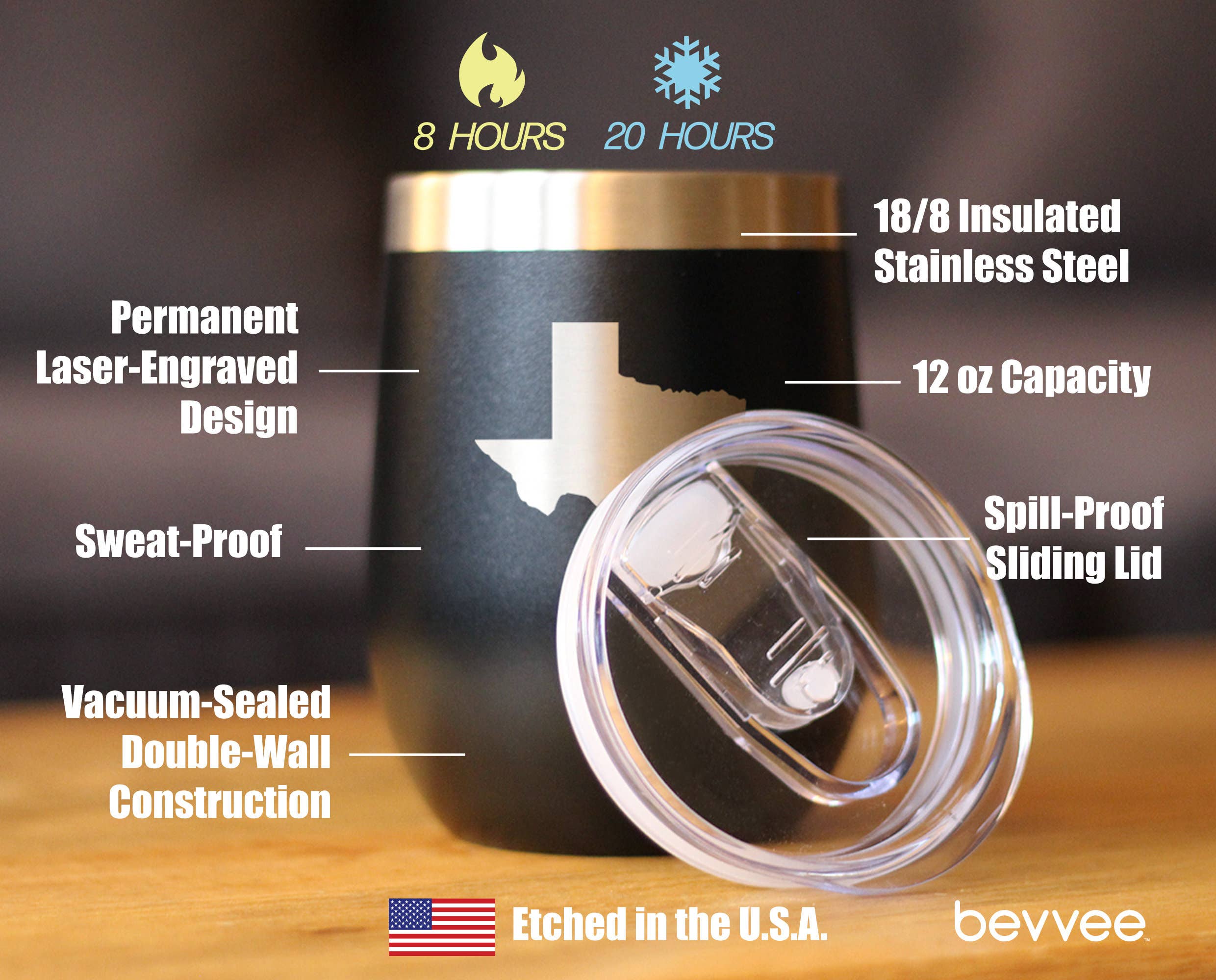 bevvee – Engroshandel Thermokop – State of Texas Isoleret Vintumbler - Texans Gaver9