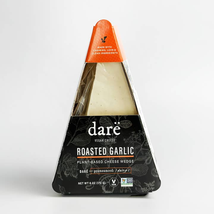 Darë Vegan Cheese - Wholesale Cheese - Roasted Garlic Plant-Based Cheese Wedge0