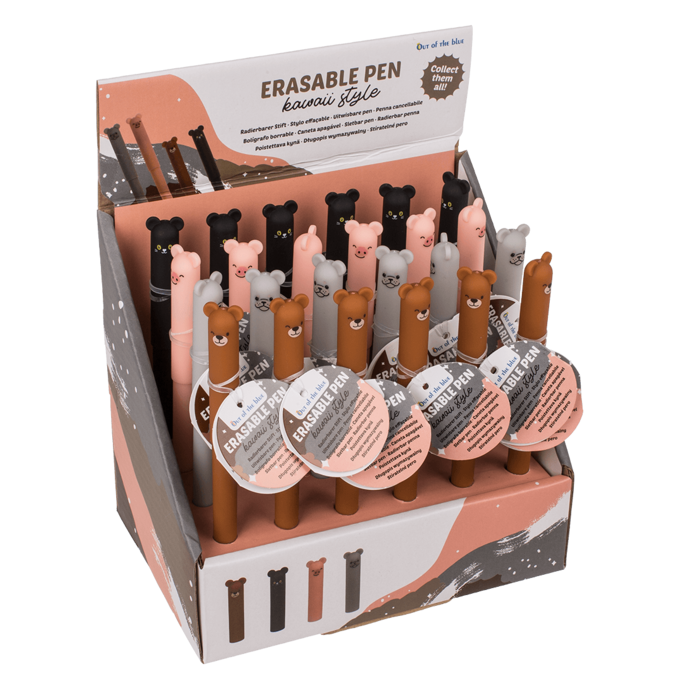 Out of the blue KG – Großhandel Stift – Radierbarer Stift, 14 cm, 4 Varianten, 24 Stück im Display2