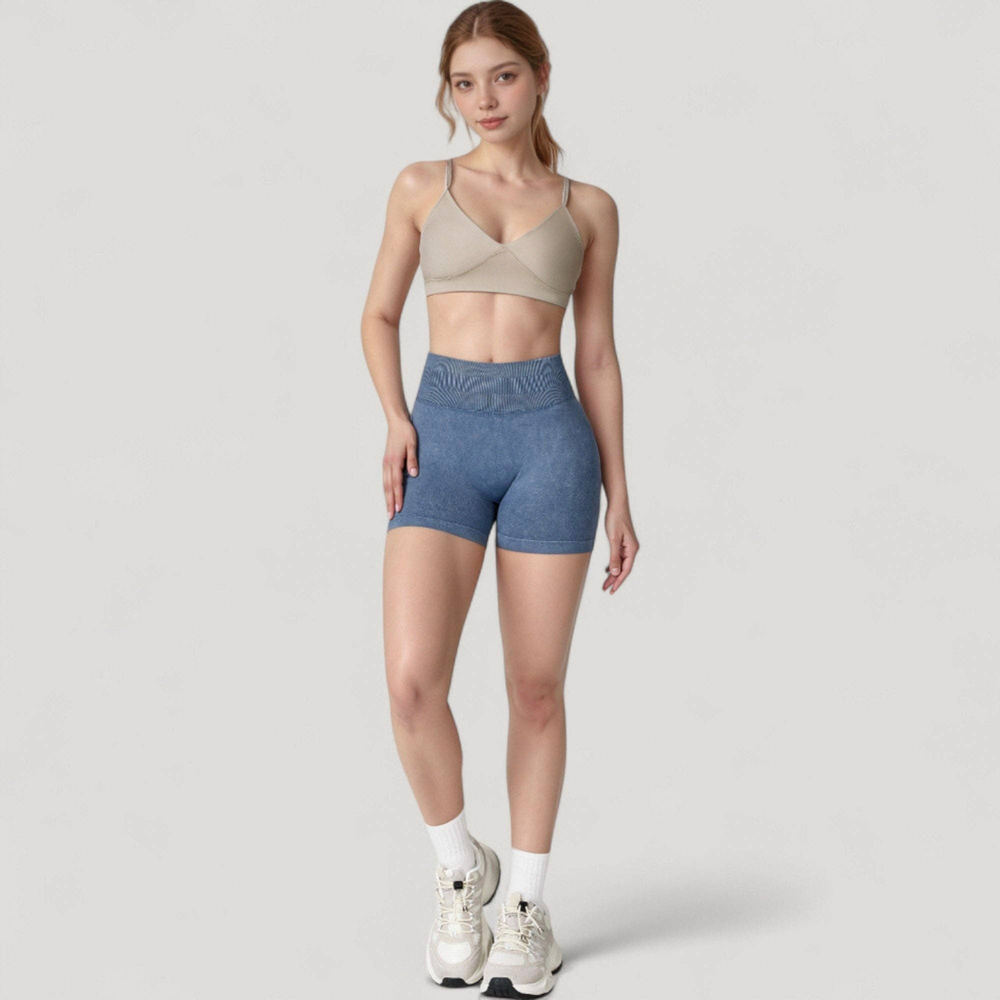 Active by Anna-Kaci - Vente Short de sport – femme - Shorts de cyclisme sans couture à taille haute côtelée pour femmes avec élasticité14