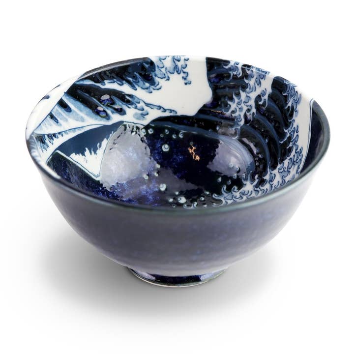 Cuenco de arroz de porcelana Kanagawa Great Wave JP (5/90), 10 oz, 4.5 pulgadas de diámetro x 2.5 pulgadas de alto para venta al por mayor de Urban Tokyo