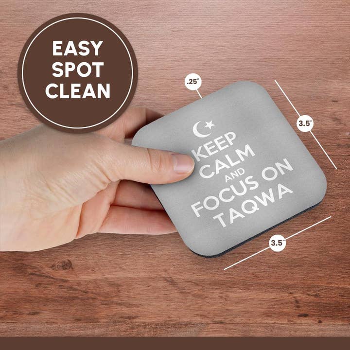 3dRose - Venta al por mayor Posavasos - 3dRose, Mantén la calma y concéntrate en Taqwa, Posavasos13