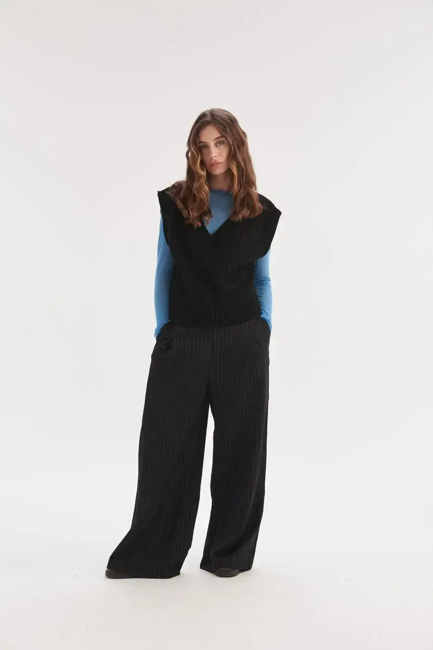 Handmade Originals Ukraine - Vente Pull sans manches – femme - Gilet en laine tricoté pour femme surdimensionné noir6