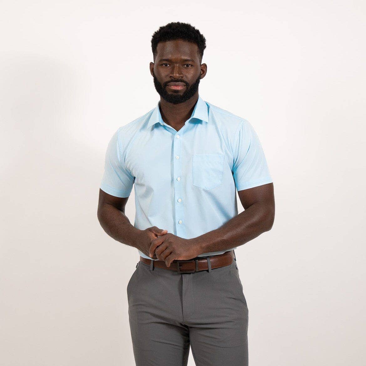 Tough Apparel - Wholesale Button Down Shirt - Men's - Hustle Shirt - Short Sleeve - Blue2