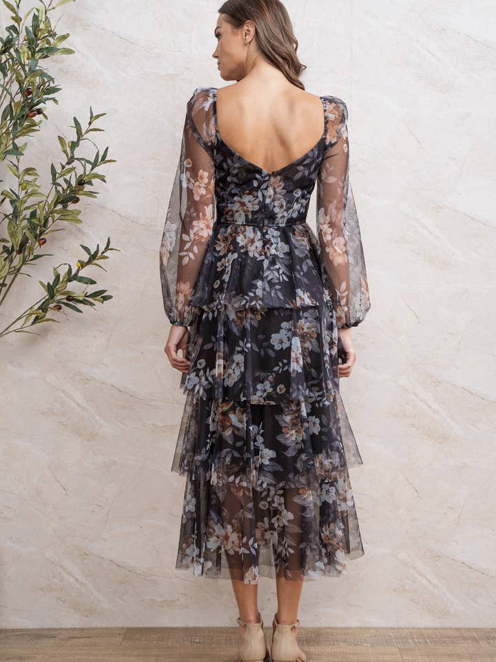 Rosemore Couture - Wholesale Dress - Women's - FLORAL PRINT PLEATED MIDI DRESS 2