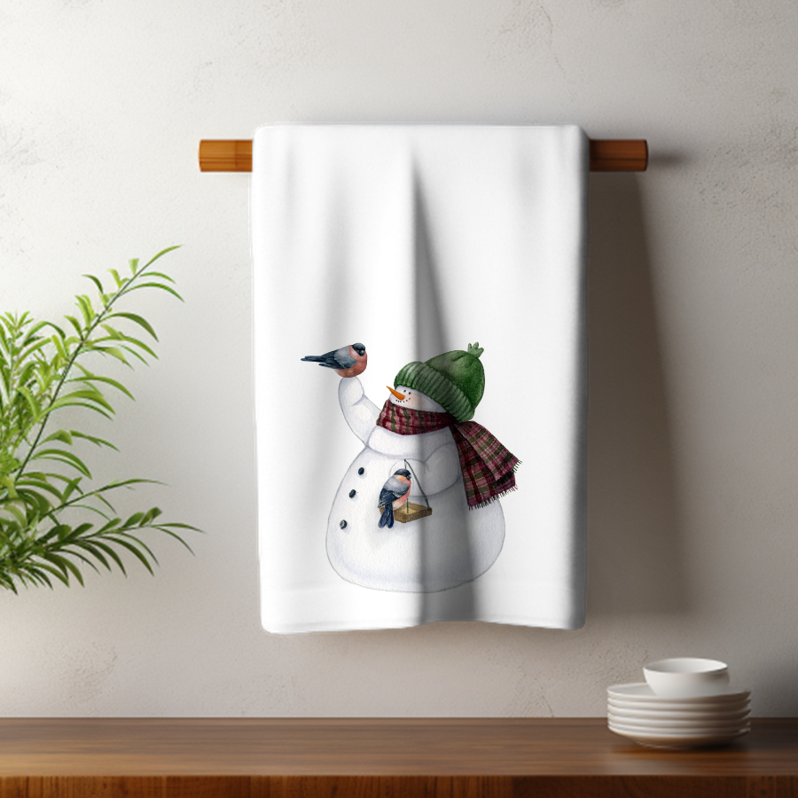 Fernville Creations - Wholesale Hand Towel - Snowman Hand Towel, Holiday Guest Towel, Luxury Guest Bath0
