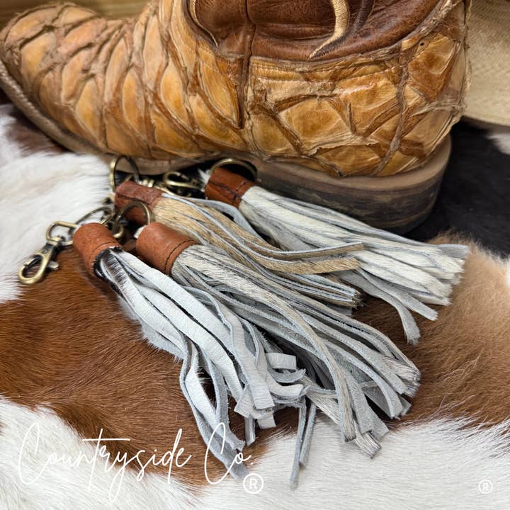 Texas Western Cowhide Bags and More - Wholesale Keychain - Women's - Cowhide Fringe Keychain Bag Charm2