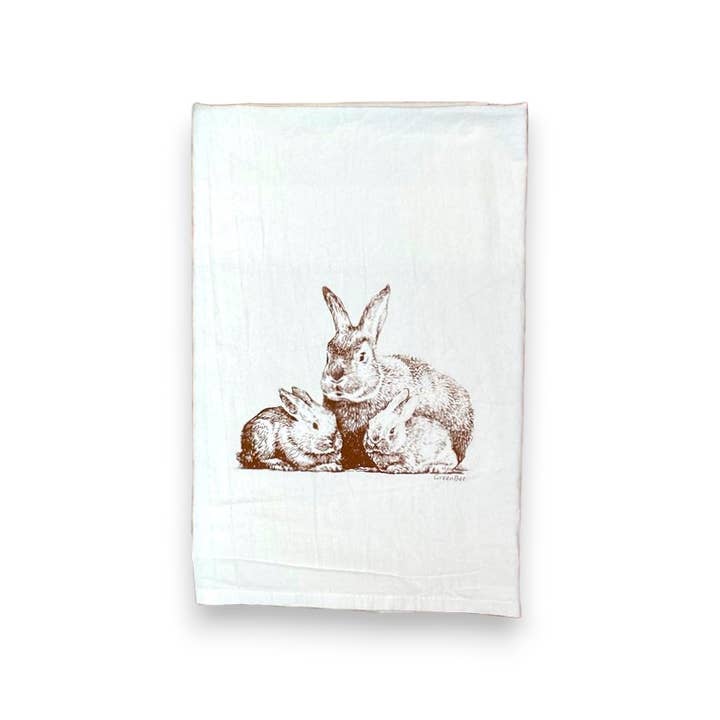 Green Bee Tea Towels - Wholesale Tea Towel - Easter Bunny Dish Towel | Tea Towels | Rabbit Kitchen Towels