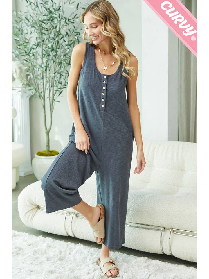 Sweet Lovely by Jen - Wholesale Jumpsuit - Women's - PLUS SIZE DAILY RELAXED BUTTON DOWN JUMPSUIT14