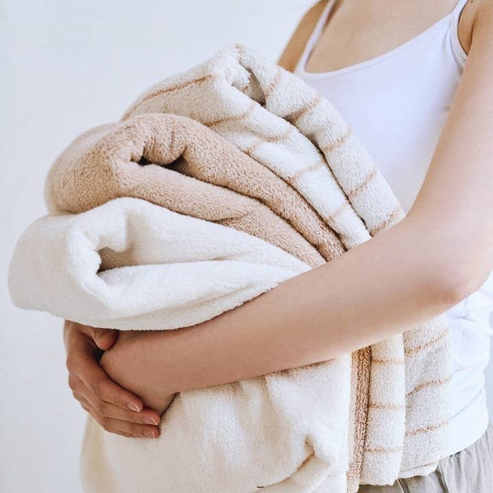 Color Block Striped Oversized Bath Towel for wholesale by Plush Looks