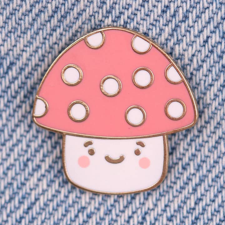 Fluffmallow (Custom duties for USA are pre-paid by us) - Wholesale Lapel Pin/Button - Cute Kawaii Mushroom Enamel Pin7