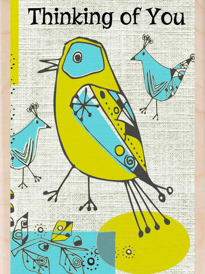 Thinking of You - Eco-friendly card for wholesale by THE WOODEN POSTCARD COMPANY